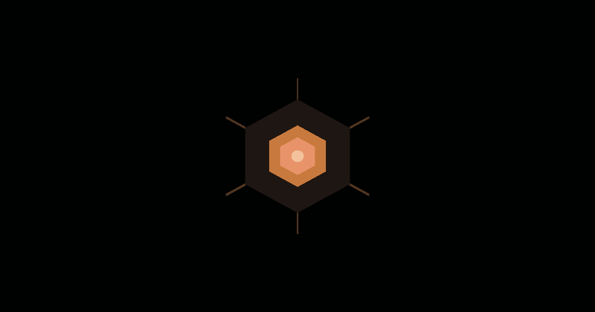 The Dynoxide hexagonal logo centred on a black background