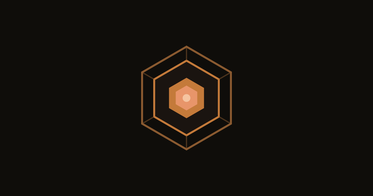 The Dynoxide hexagonal logo centred on a near-black background